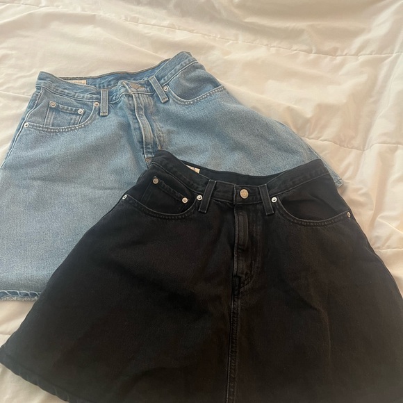Bundle: Levi's Black & Light Blue Denim Skater Skirts - Picture 1 of 5